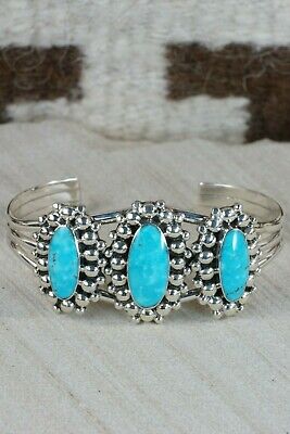 Navajo Turquoise and Sterling Silver Bracelet - Tom Lewis - High Lonesome Trading