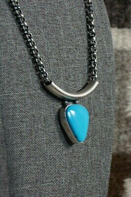 Navajo Turquoise & Sterling Silver Necklace - Raymond Delgarito - High Lonesome Trading