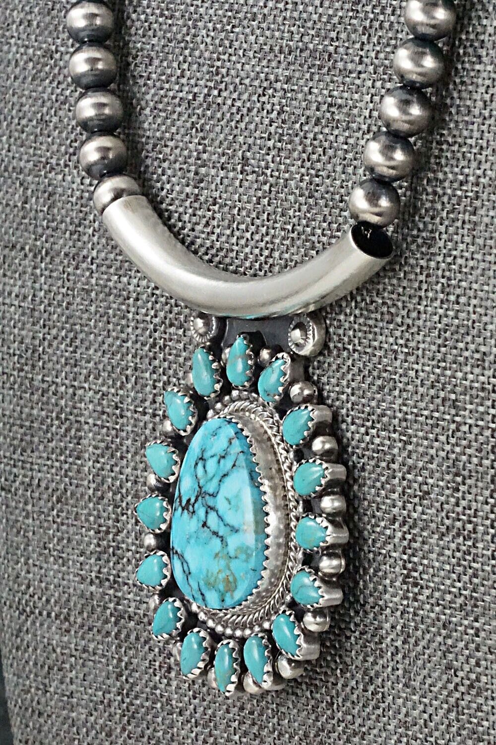 Turquoise & Sterling Silver Necklace - Tom Lewis