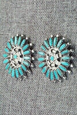 Turquoise and Sterling Silver Earrings - Nathaniel Nez