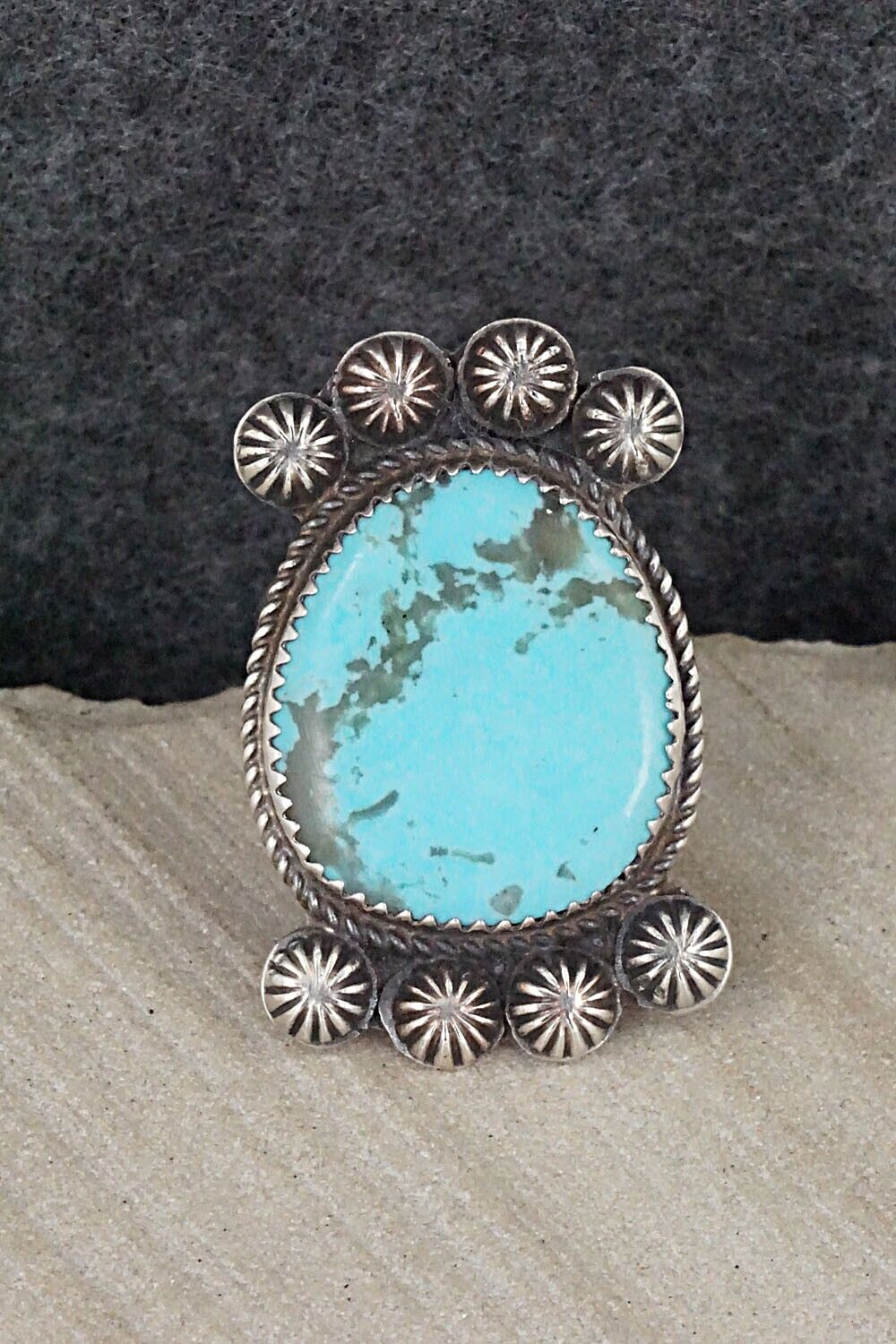 Turquoise and Sterling Silver Ring - Martha Cayatineto - Size 6.75