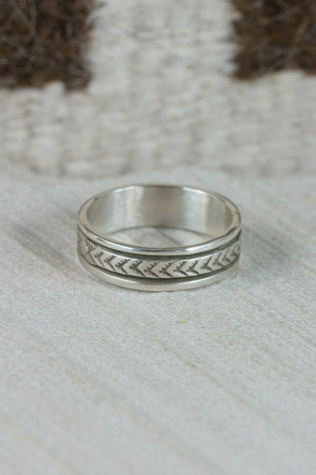 Navajo Sterling Silver Ring - Bruce Morgan - Size 11.75 - High Lonesome Trading