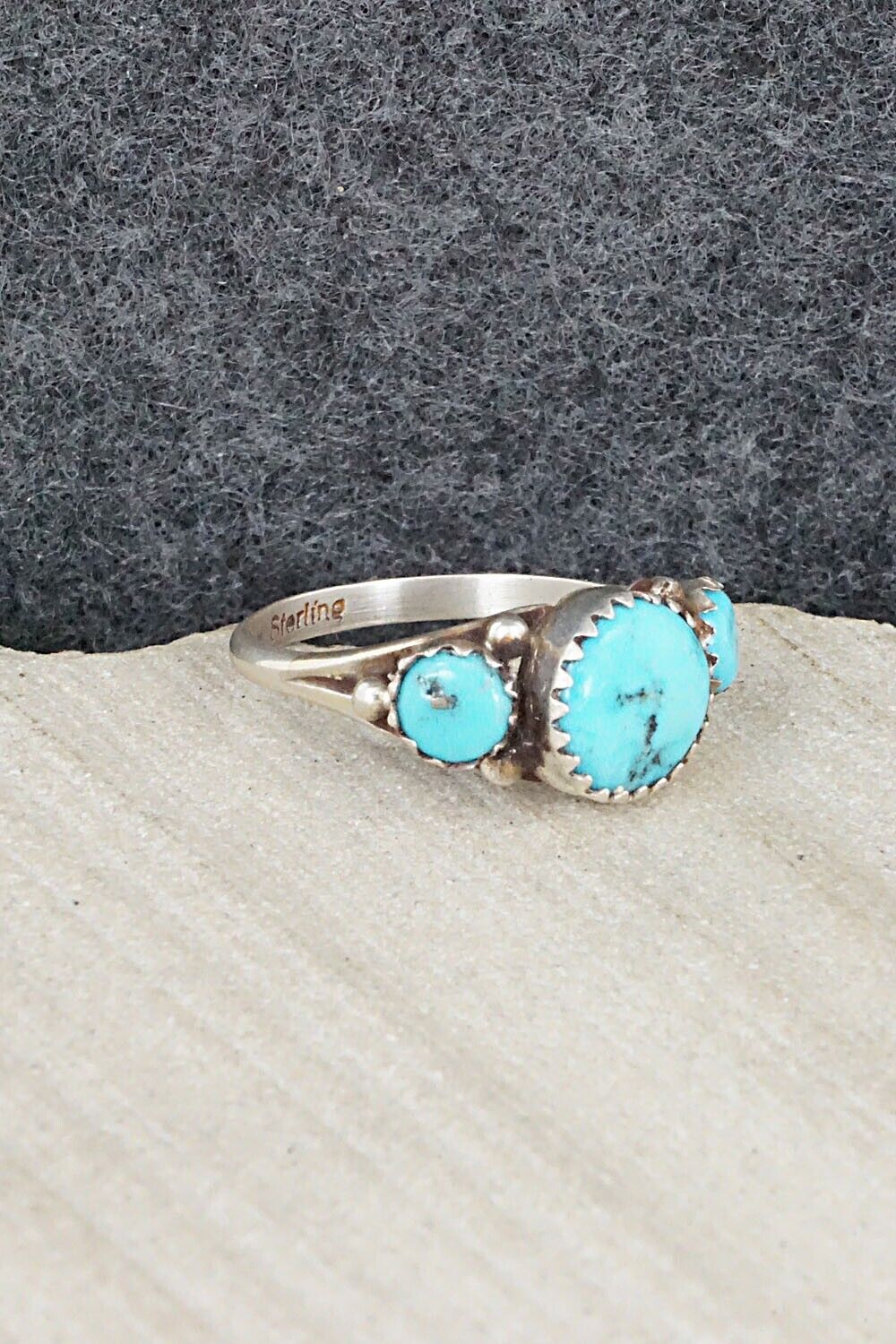 Turquoise & Sterling Silver Ring - Freda Martinez - Size 7.75