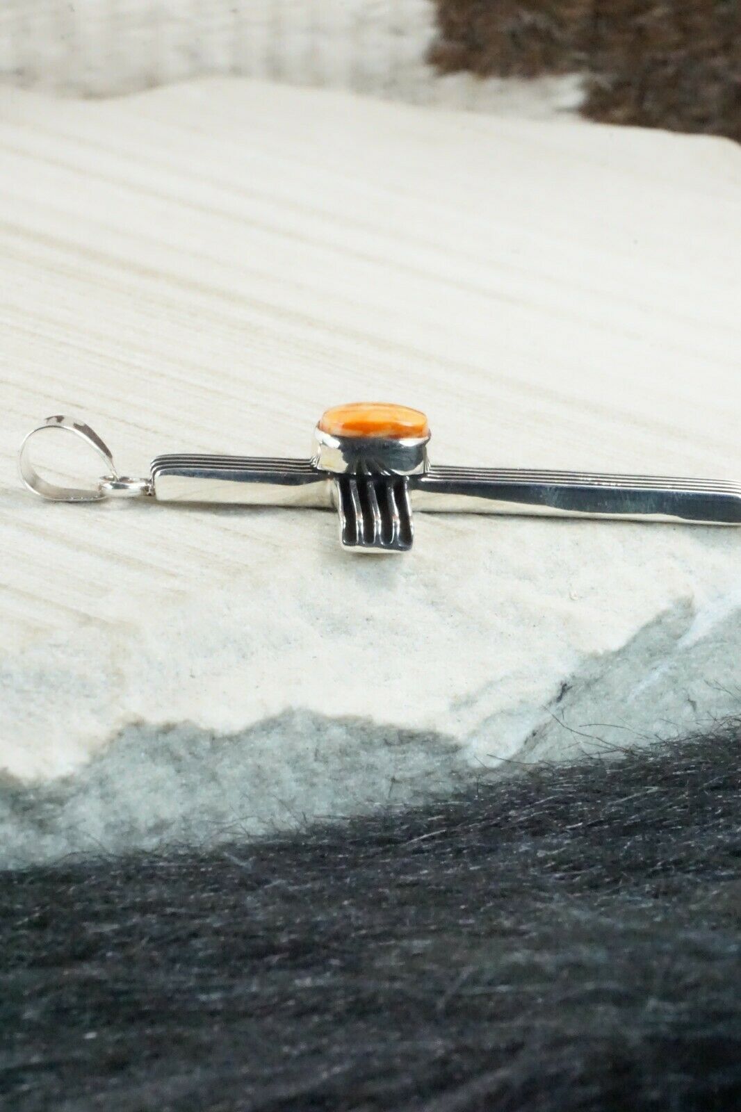 Spiny Oyster & Sterling Silver Pendant - Francis Jones