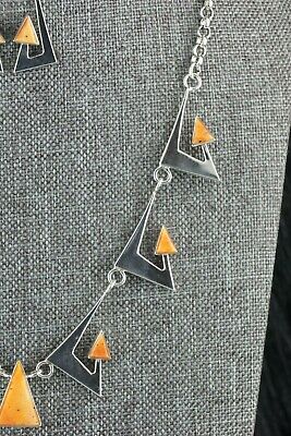 Spiny Oyster & Sterling Silver Necklace and Earrings Set - Ronnie Henry - Navajo - High Lonesome Trading