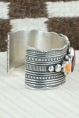 Spiny Oyster, Turquoise & Sterling Silver Bracelet - Guy Hoskie