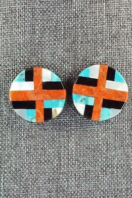 Multi Stone Inlay & Sterling Silver Earrings - Chaslyn Crespin