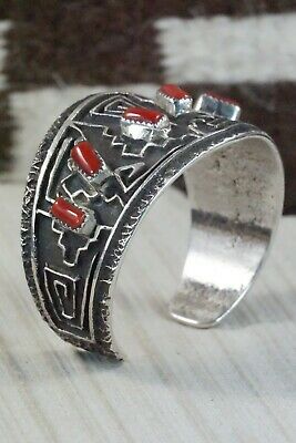 Coral & Sterling Silver Bracelet - Delbert Arviso