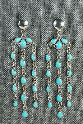 Navajo Turquoise and Sterling Silver Earrings - Anthony Skeets - High Lonesome Trading