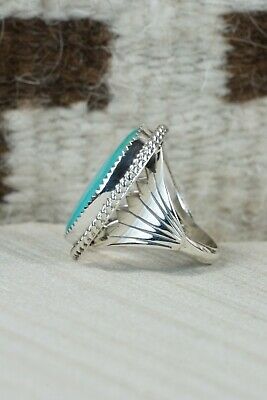 Navajo Turquoise and Sterling Silver Ring - Bobby Platero - 9.5