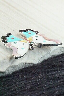 Multi Stone Inlay Butterfly & Sterling Silver Pendant - Tamara Pinto