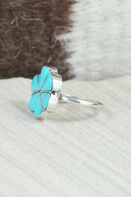 Turquoise & Sterling Silver Ring - Floria Shetima - Size 8