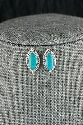 Navajo Turquoise and Sterling Silver Earrings - Bucky Belin - High Lonesome Trading