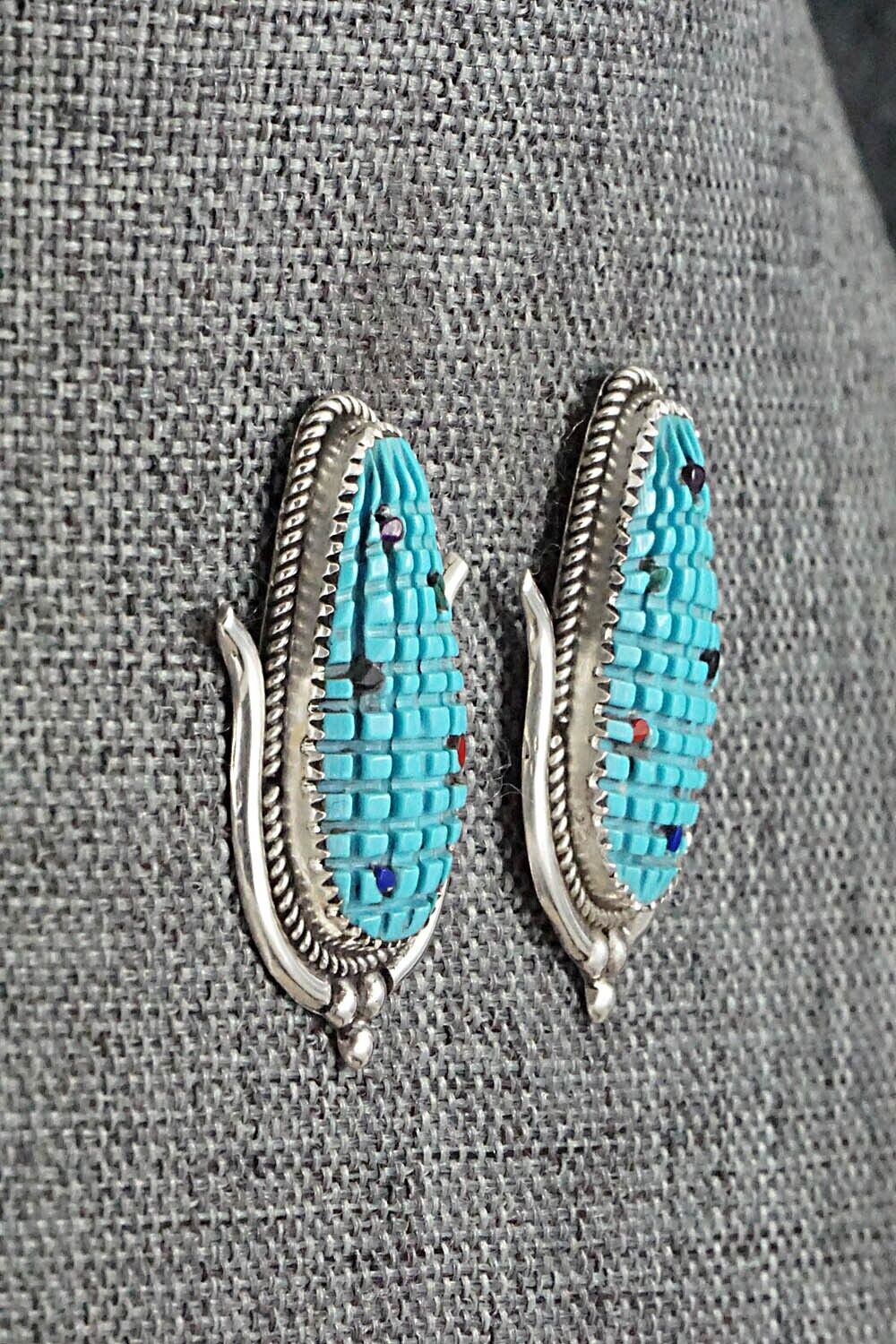 Turquoise & Sterling Silver Earrings - Tracy Bowekity