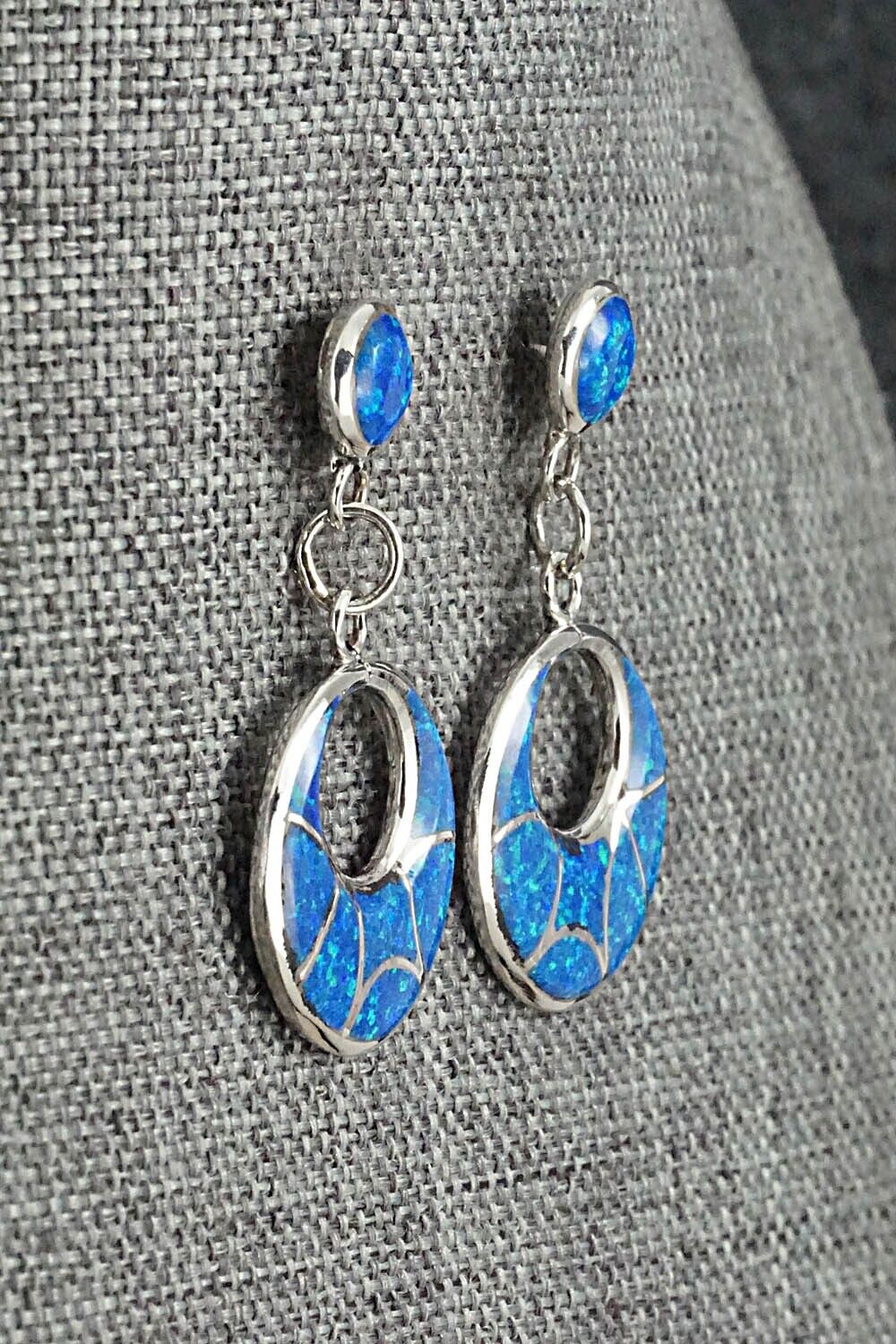 Opalite & Sterling Silver Inlay Earrings - Delorna Lahi