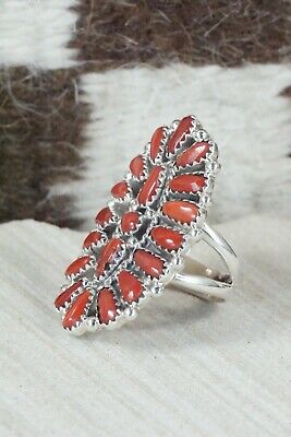 Coral and Sterling Silver Ring - Donovan Wilson - Size 7.75