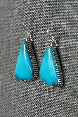 Navajo Turquoise & Sterling Silver Earrings - Alvin Joe - High Lonesome Trading