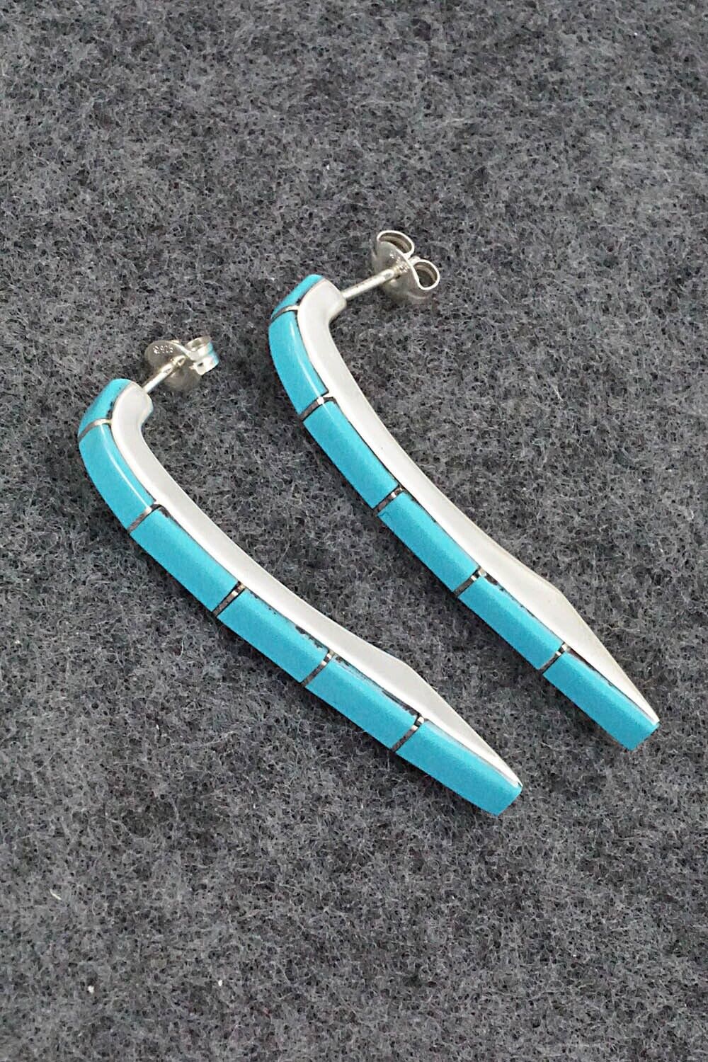 Turquoise & Sterling Silver Inlay Earrings - Verna Kanesta