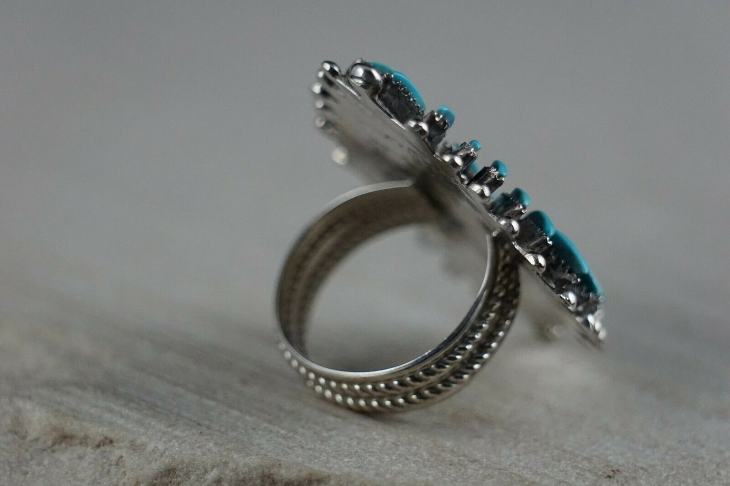 Zuni Sterling Silver & Turquoise Ring - Bernie Wyaco - Size 7 - High Lonesome Trading