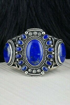Navajo Lapis & Sterling Silver Bracelet - Myron Etsitty - High Lonesome Trading