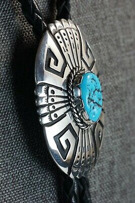 Navajo Turquoise & Sterling Silver Bolo Tie - Richard Singer