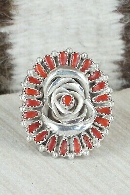Coral and Sterling Silver Ring - Donovan Wilson - Size 6.75
