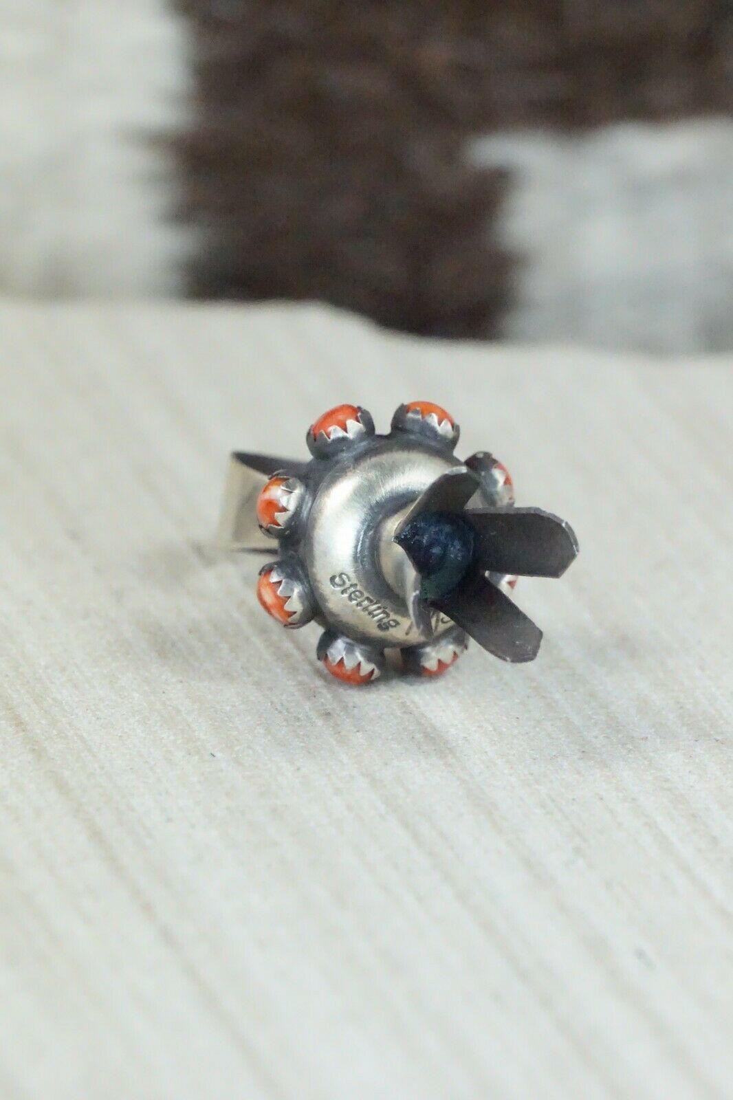 Spiny Oyster & Sterling Silver Blossom Pendant - Monica Smith - High Lonesome Trading