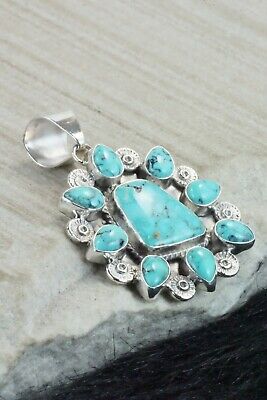 Turquoise and Sterling Silver Pendant - Ella Linkin