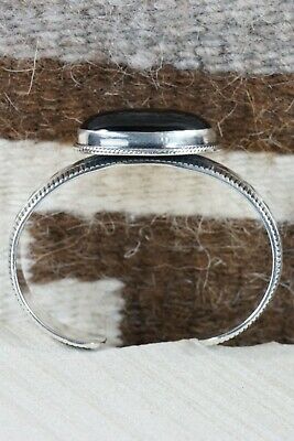 Navajo Onyx & Sterling Silver Bracelet - Raymond Delgarito - High Lonesome Trading