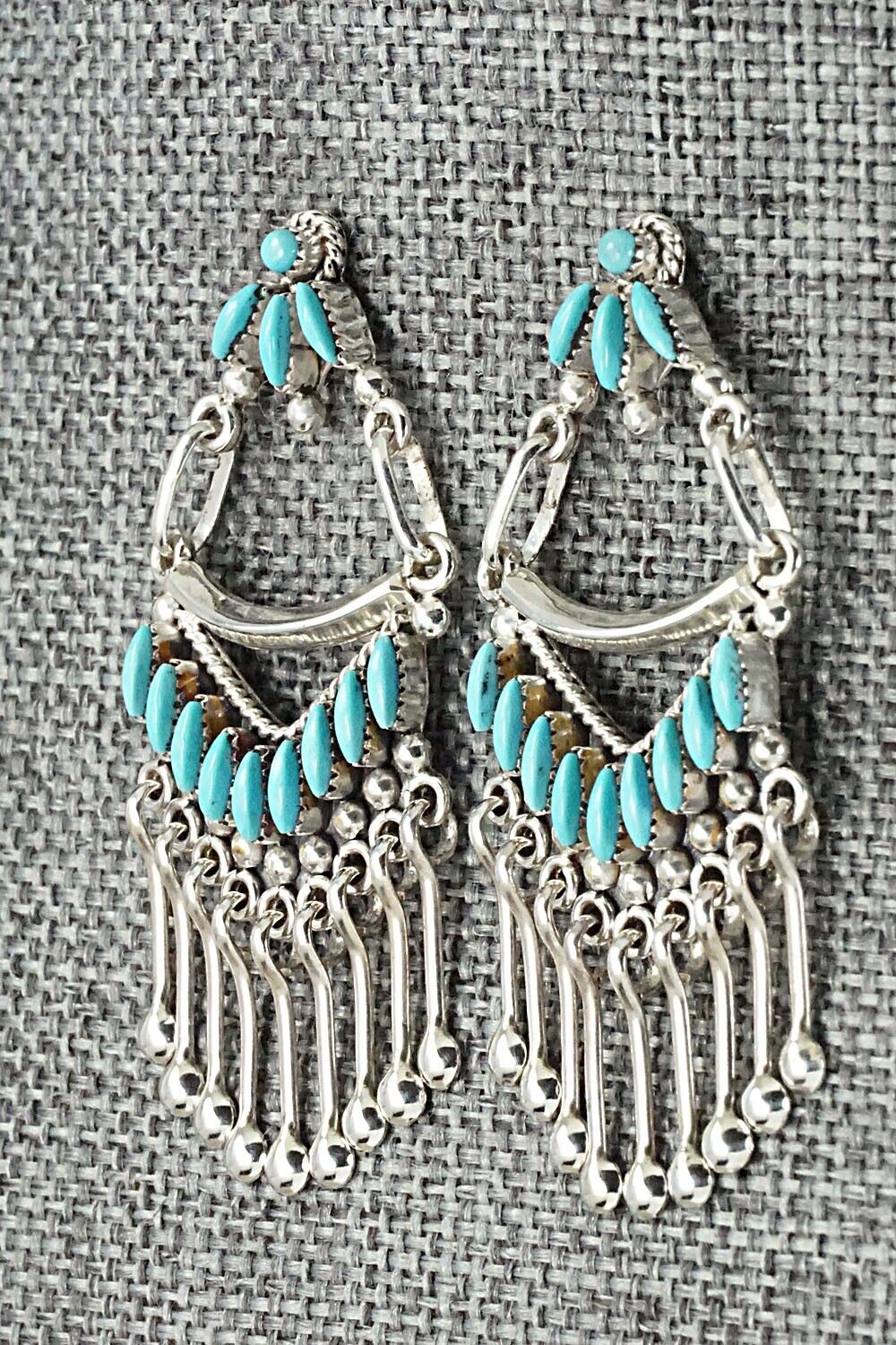 Turquoise & Sterling Silver Earrings - Stewart Nakatewa