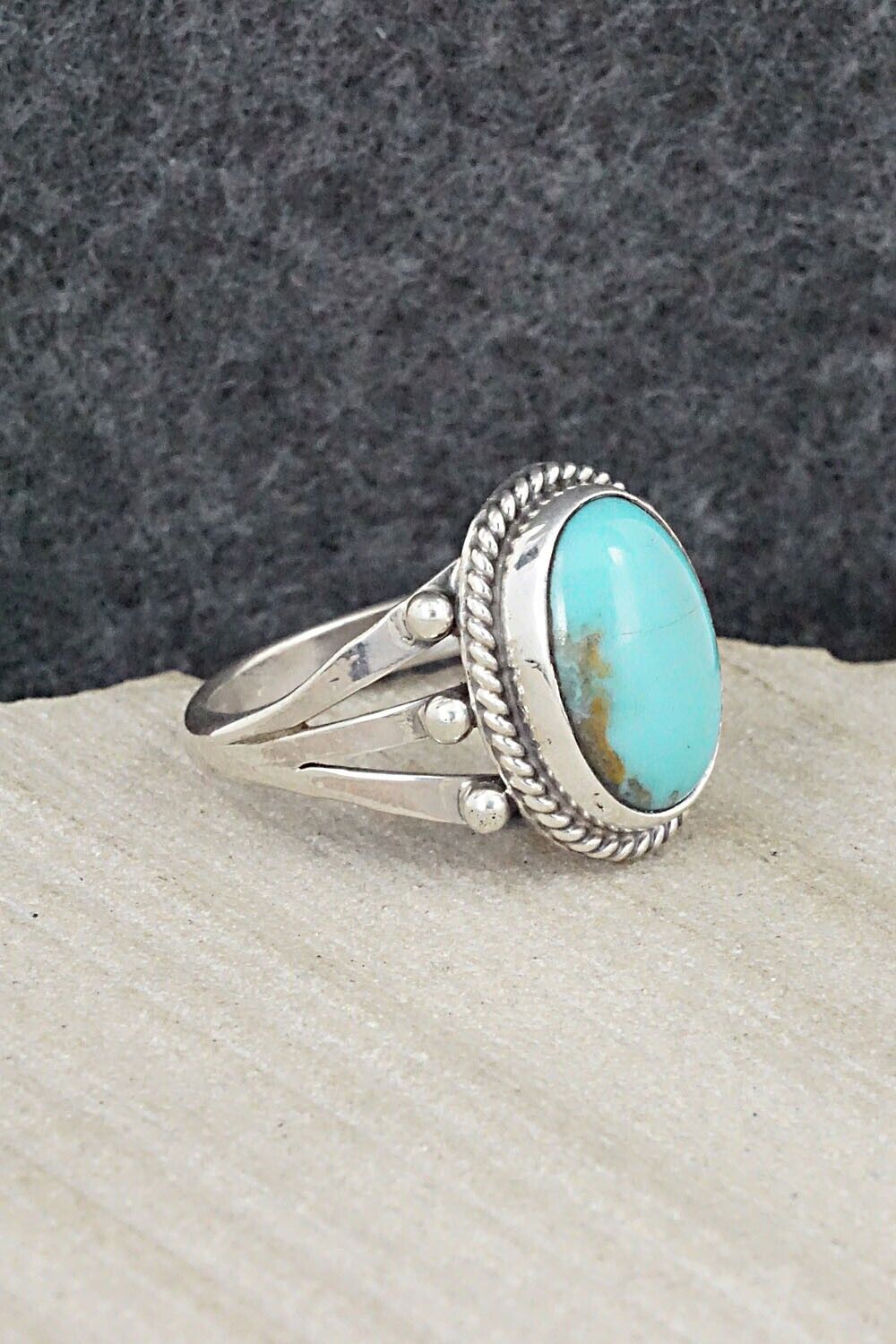 Turquoise & Sterling Silver Ring - Alice Rose Saunders - Size 8