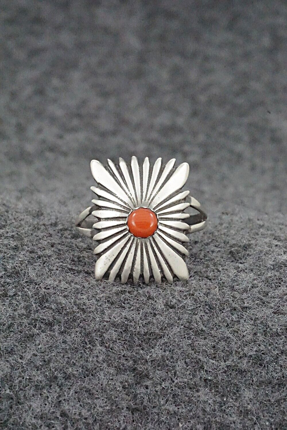 Coral & Sterling Silver Ring - Jamie Saunders - Size 8.25