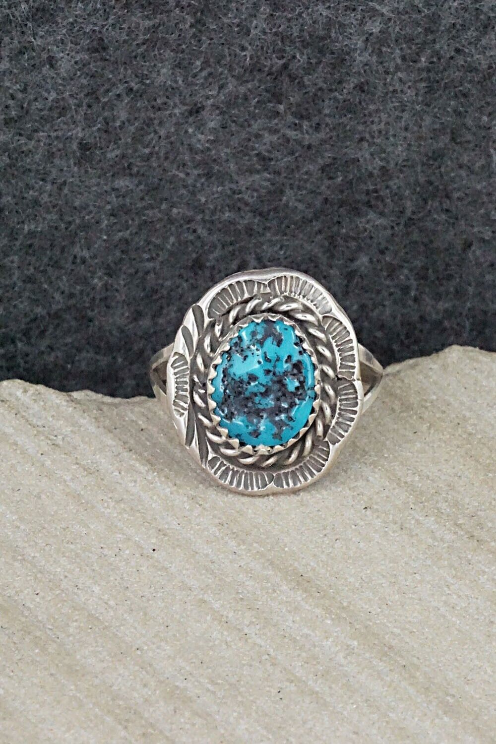 Turquoise & Sterling Silver Ring - Freda Martinez - Size 7