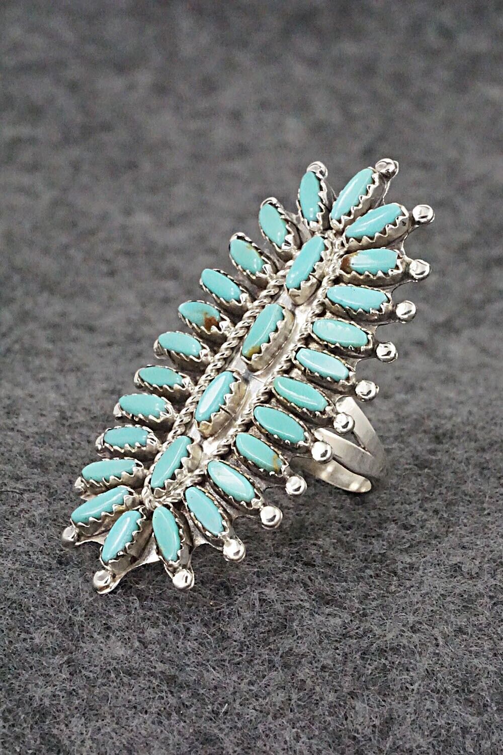 Turquoise & Sterling Silver Ring - Nathaniel Nez - Size 8