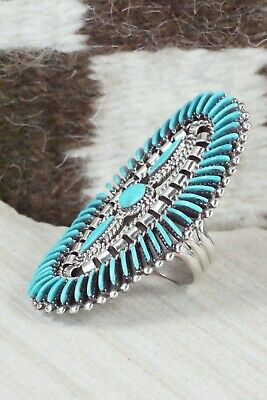 Turquoise & Sterling Silver Ring - Edmund Cooeyate - Size 7.25