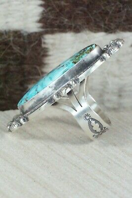 Turquoise & Sterling Silver Ring - Tom Lewis - Size 9.5