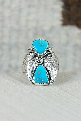 Navajo Turquoise and Sterling Silver Ring - Jeanette Saunders - Size 6.5 - High Lonesome Trading