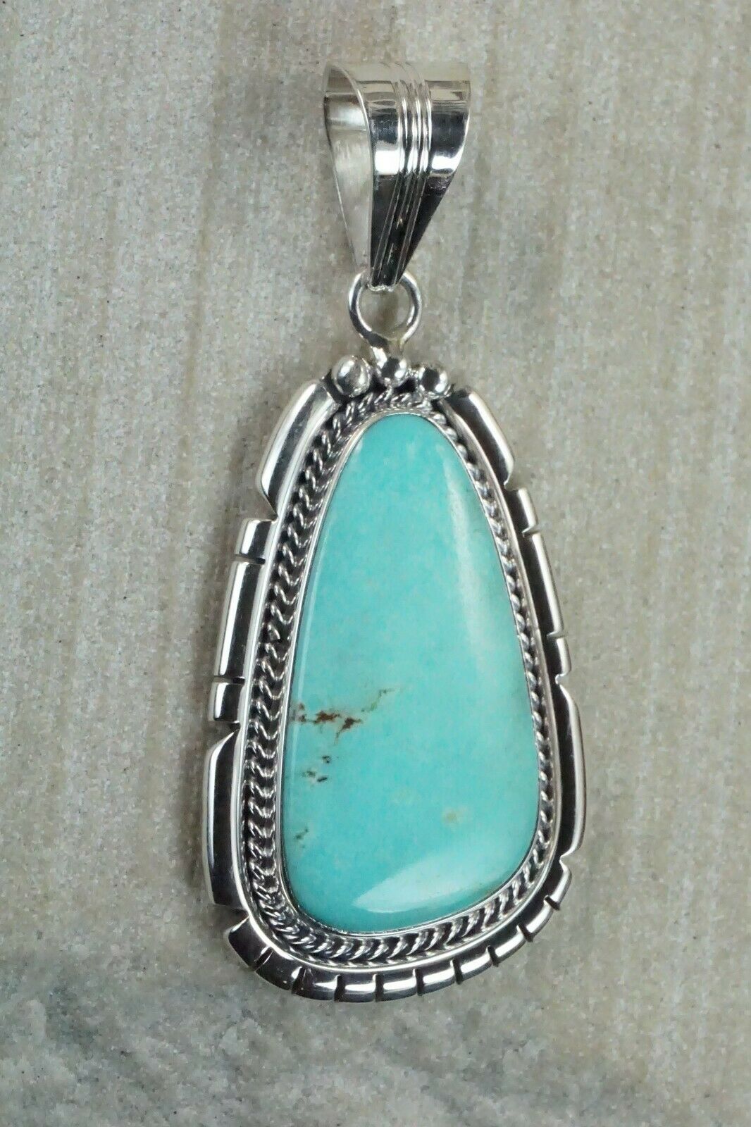Navajo Turquoise & Sterling Silver Pendant - Samuel Yellowhair