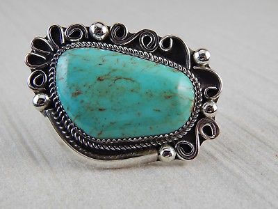 Navajo Sterling Silver & Turquoise Ring - Leslie Nelson - High Lonesome Trading