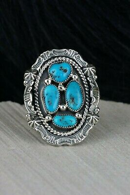 Navajo 4 Stone Turquoise and Sterling Silver Ring - Harold Becenti - Size 7.25 - High Lonesome Trading