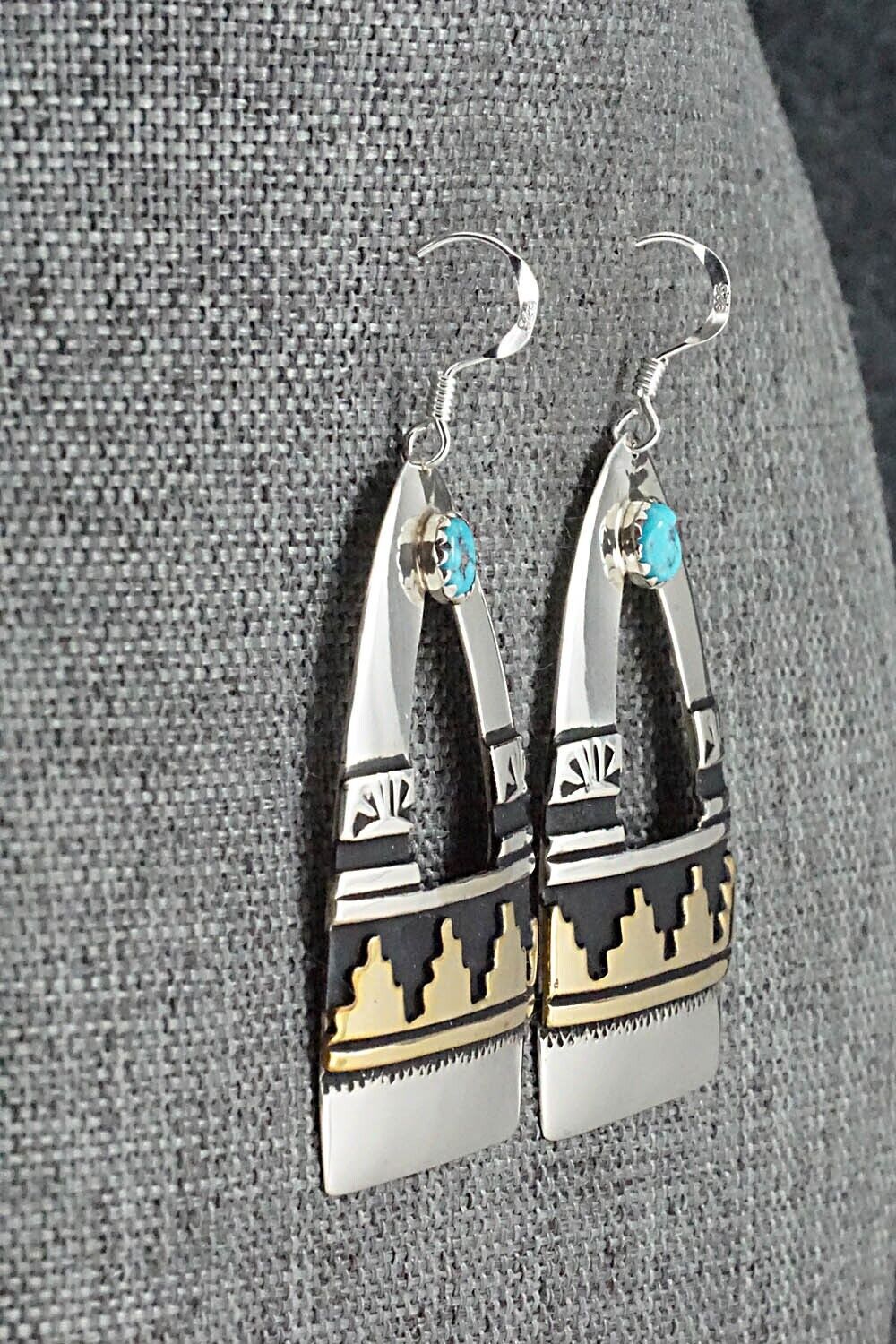 Turquoise and Sterling Silver Earrings - Rosita Singer