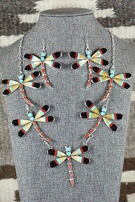 Multi Stone & Sterling Silver Inlay Jewelry Set - Angus Ahiyite