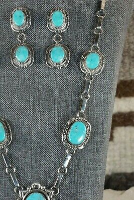 Navajo Turquoise & Sterling Silver Necklace and Earrings - Will Denetdale - High Lonesome Trading