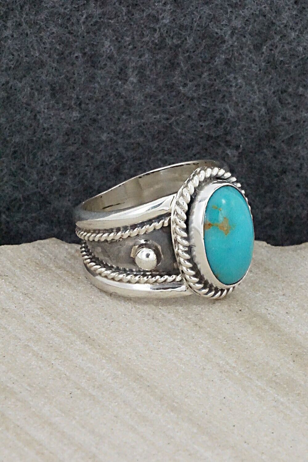 Turquoise & Sterling Silver Ring - Thomas Yazzie - Size 7.5