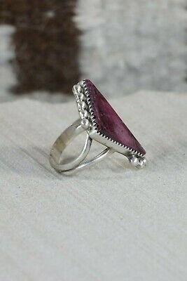 Navajo Spiny Oyster and Sterling Silver Ring - Selina Warner - Size 8.5 - High Lonesome Trading