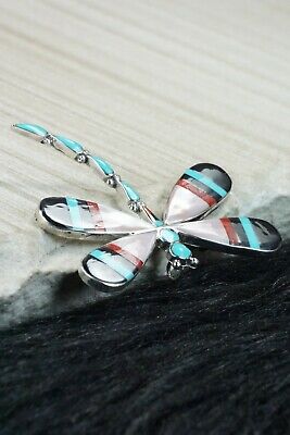 Multi Stone and Sterling Silver Inlay Pendant & Pin - Angus Ahiyite