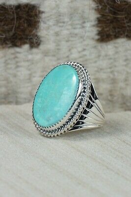 Navajo Turquoise and Sterling Silver Ring - Bobby Platero - 9.5