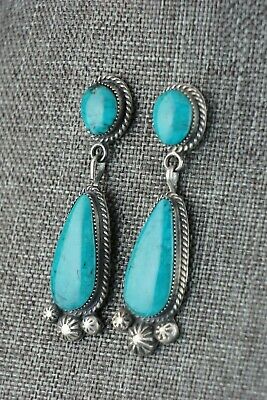 Turquoise & Sterling Silver Earrings - Sarah Yazzie - Navajo - High Lonesome Trading