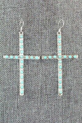 Turquoise & Sterling Silver Cross Earrings - Lorinda Edaakie - High Lonesome Trading