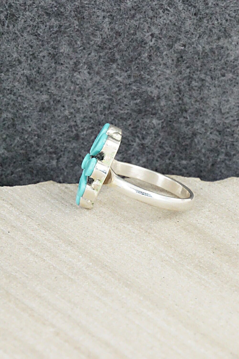 Turquoise & Sterling Silver Ring - Arlo Kanteena - Size 5.75